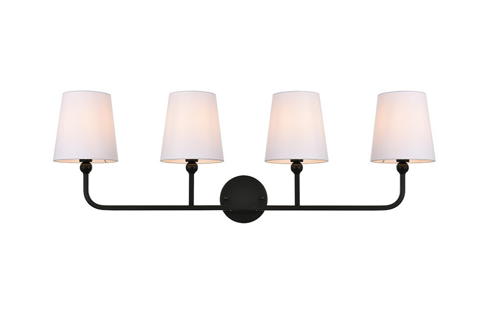 Elegant Furniture & Lighting - Colson 4 light Black and Clear Bath Sconce - LD7322W36BLK veiw 1