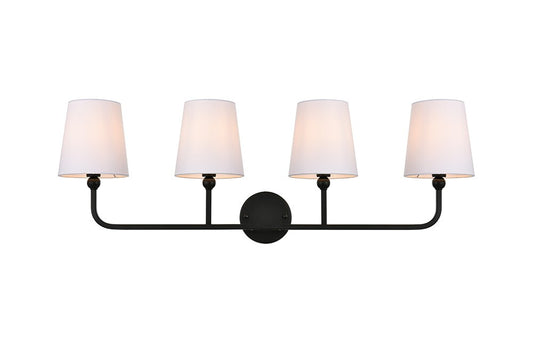 Elegant Furniture & Lighting - Colson 4 light Black and Clear Bath Sconce - LD7322W36BLK veiw 1