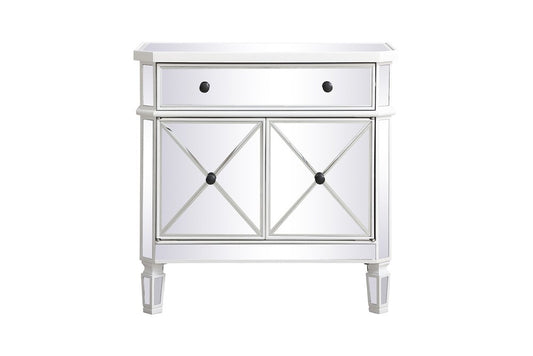 Elegant Furniture & Lighting - Contempo 32 inch mirrored cabinet in antique white - MF6-1002AW veiw 1