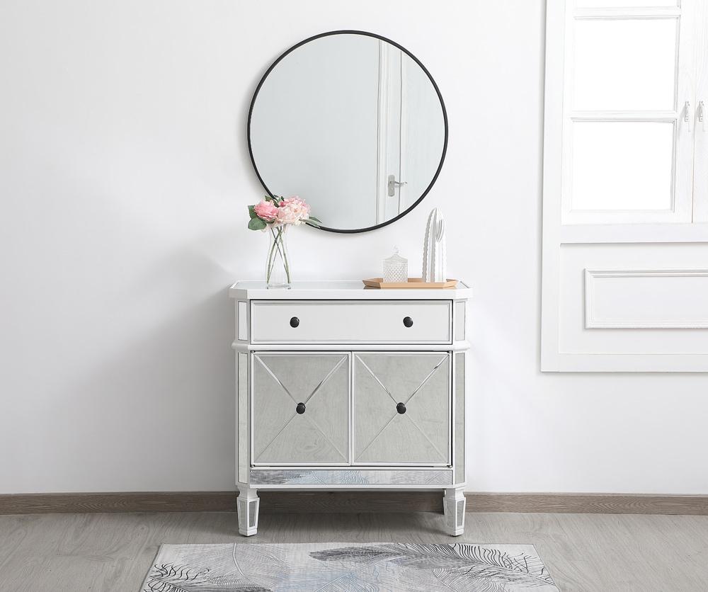 Elegant Furniture & Lighting - Contempo 32 inch mirrored cabinet in antique white - MF6-1002AW veiw 2
