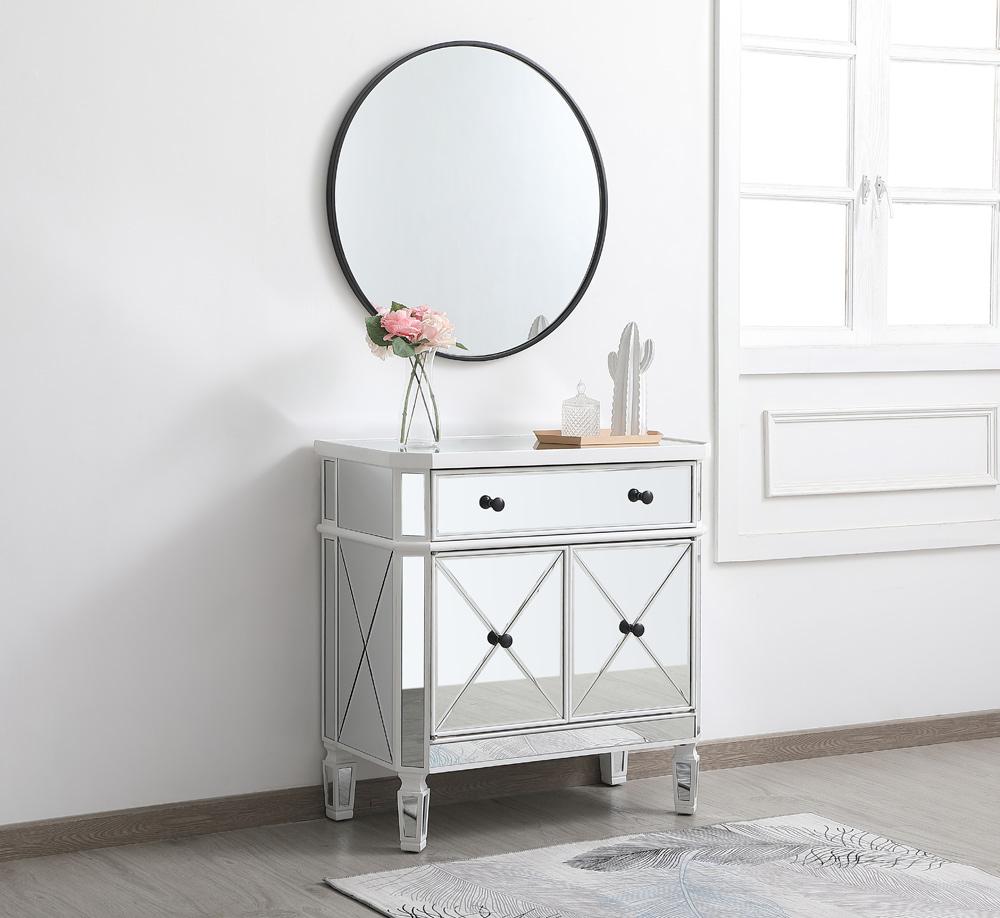 Elegant Furniture & Lighting - Contempo 32 inch mirrored cabinet in antique white - MF6-1002AW veiw 4