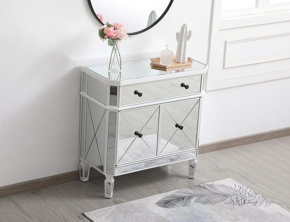 Elegant Furniture & Lighting - Contempo 32 inch mirrored cabinet in antique white - MF6-1002AW veiw 5