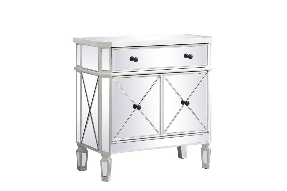 Elegant Furniture & Lighting - Contempo 32 inch mirrored cabinet in antique white - MF6-1002AW veiw 6