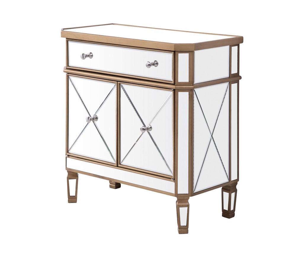 Elegant Furniture & Lighting - Contempo 1 Drawer 2 Door Cabinet 32 in. x 16 in. x 32 in. in Gold Clear - MF6-1102GC veiw 1
