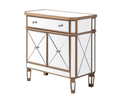 Elegant Furniture & Lighting - Contempo 1 Drawer 2 Door Cabinet 32 in. x 16 in. x 32 in. in Gold Clear - MF6-1102GC veiw 1