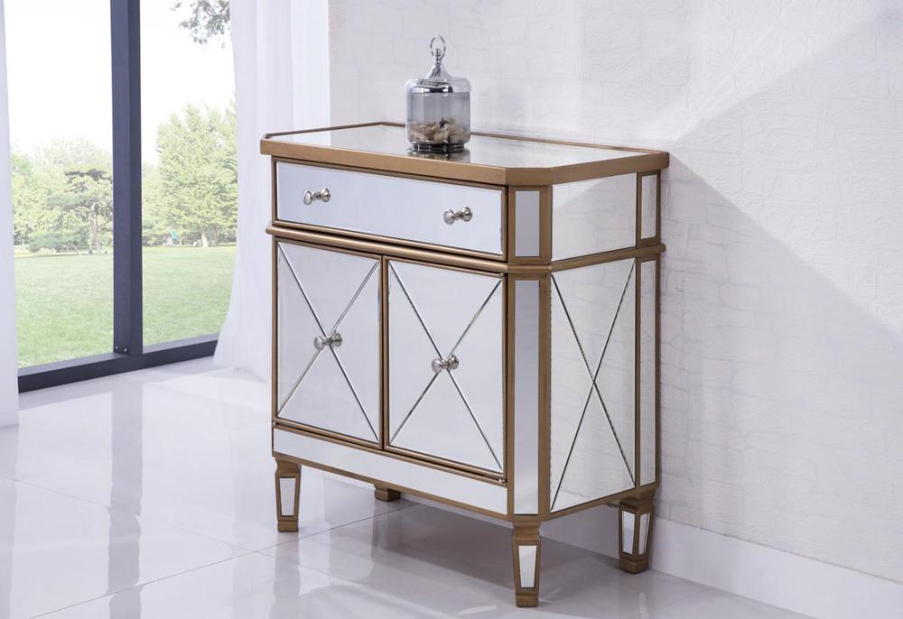 Elegant Furniture & Lighting - Contempo 1 Drawer 2 Door Cabinet 32 in. x 16 in. x 32 in. in Gold Clear - MF6-1102GC veiw 2