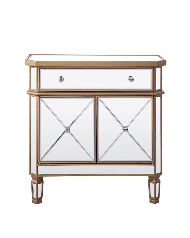 Elegant Furniture & Lighting - Contempo 1 Drawer 2 Door Cabinet 32 in. x 16 in. x 32 in. in Gold Clear - MF6-1102GC veiw 3