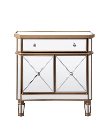 Elegant Furniture & Lighting - Contempo 1 Drawer 2 Door Cabinet 32 in. x 16 in. x 32 in. in Gold Clear - MF6-1102GC veiw 3