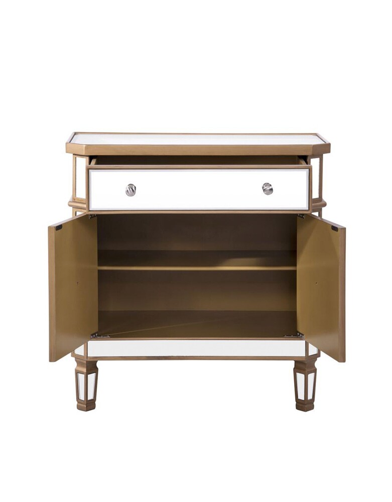 Elegant Furniture & Lighting - Contempo 1 Drawer 2 Door Cabinet 32 in. x 16 in. x 32 in. in Gold Clear - MF6-1102GC veiw 4