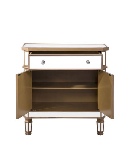 Elegant Furniture & Lighting - Contempo 1 Drawer 2 Door Cabinet 32 in. x 16 in. x 32 in. in Gold Clear - MF6-1102GC veiw 4