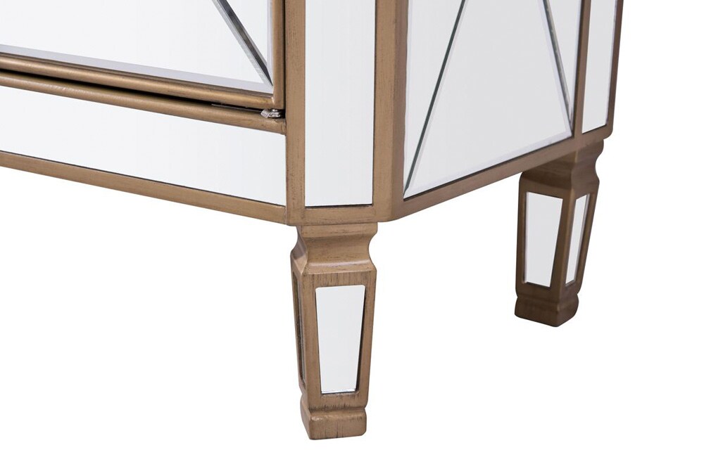 Elegant Furniture & Lighting - Contempo 1 Drawer 2 Door Cabinet 32 in. x 16 in. x 32 in. in Gold Clear - MF6-1102GC veiw 9