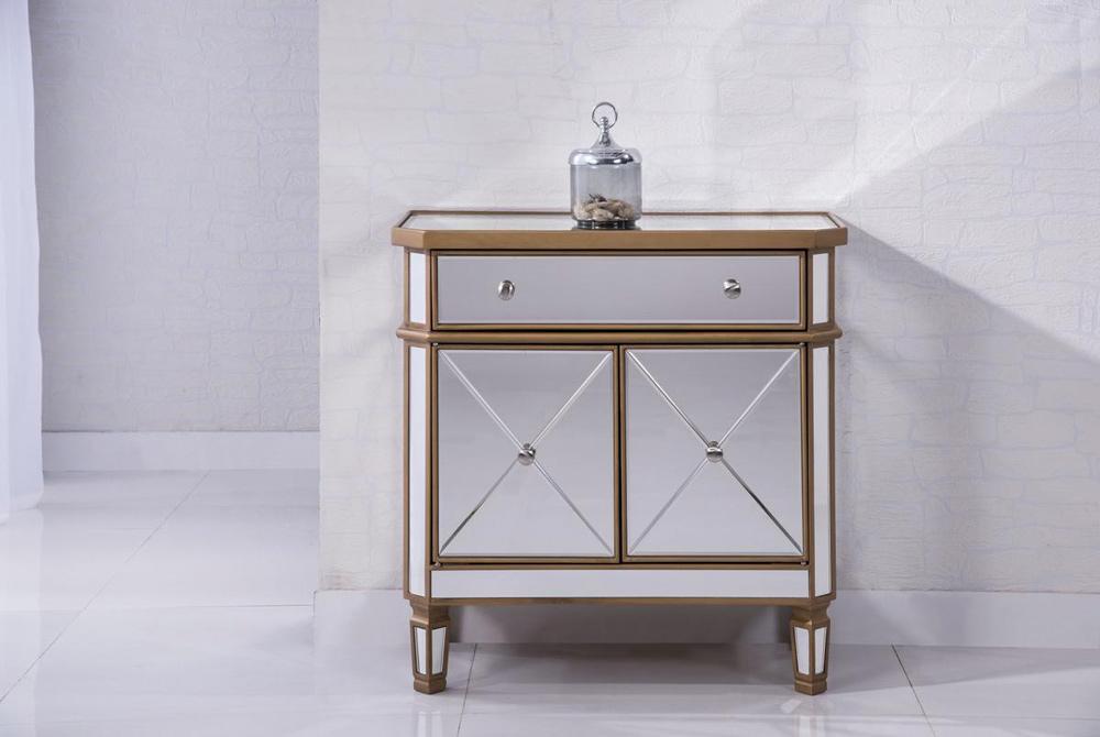 Elegant Furniture & Lighting - Contempo 1 Drawer 2 Door Cabinet 32 in. x 16 in. x 32 in. in Gold Clear - MF6-1102GC veiw 10