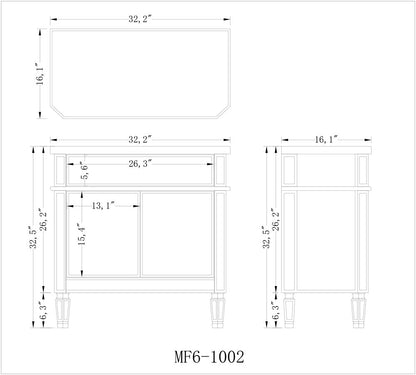 Elegant Furniture & Lighting - Contempo 1 Drawer 2 Door Cabinet 32 in. x 16 in. x 32 in. in silver Clear - MF6-1002SC veiw 2