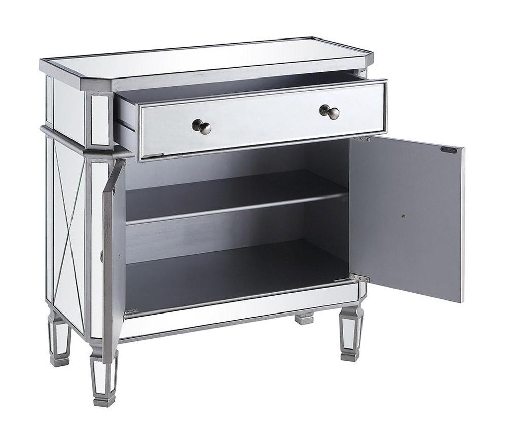 Elegant Furniture & Lighting - Contempo 1 Drawer 2 Door Cabinet 32 in. x 16 in. x 32 in. in silver Clear - MF6-1002SC veiw 3