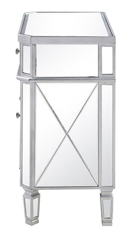 Elegant Furniture & Lighting - Contempo 1 Drawer 2 Door Cabinet 32 in. x 16 in. x 32 in. in silver Clear - MF6-1002SC veiw 4