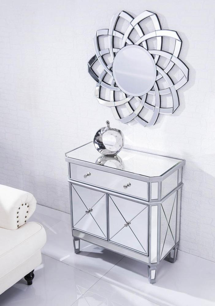 Elegant Furniture & Lighting - Contempo 1 Drawer 2 Door Cabinet 32 in. x 16 in. x 32 in. in silver Clear - MF6-1002SC veiw 8