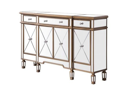 Elegant Furniture & Lighting - Contempo 3 Drawer 4 Door Cabinet 60 in. x 14 in. x 36 in. in Gold Clear - MF6-1101GC veiw 1