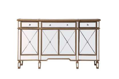 Elegant Furniture & Lighting - Contempo 3 Drawer 4 Door Cabinet 60 in. x 14 in. x 36 in. in Gold Clear - MF6-1101GC veiw 4