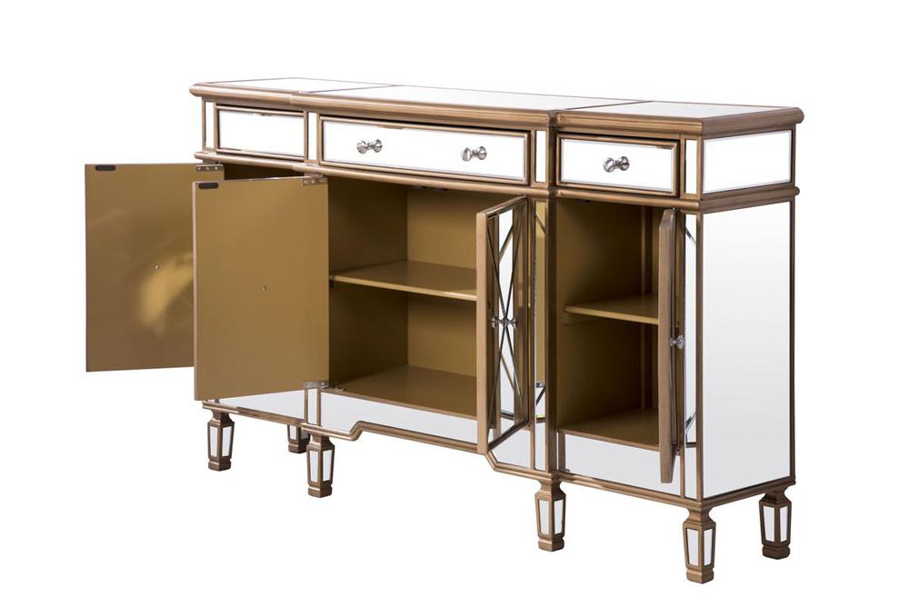 Elegant Furniture & Lighting - Contempo 3 Drawer 4 Door Cabinet 60 in. x 14 in. x 36 in. in Gold Clear - MF6-1101GC veiw 6