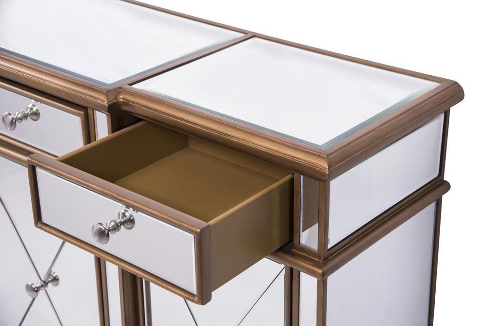 Elegant Furniture & Lighting - Contempo 3 Drawer 4 Door Cabinet 60 in. x 14 in. x 36 in. in Gold Clear - MF6-1101GC veiw 7