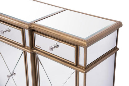 Elegant Furniture & Lighting - Contempo 3 Drawer 4 Door Cabinet 60 in. x 14 in. x 36 in. in Gold Clear - MF6-1101GC veiw 8