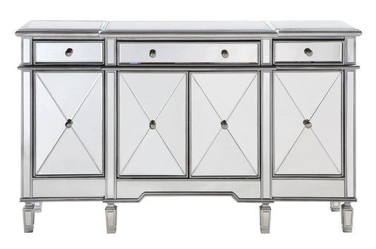 Elegant Furniture & Lighting - Contempo 3 Drawer 4 Door Cabinet 60 in. x 14 in. x 36 in. in silver Clear - MF6-1001SC veiw 1