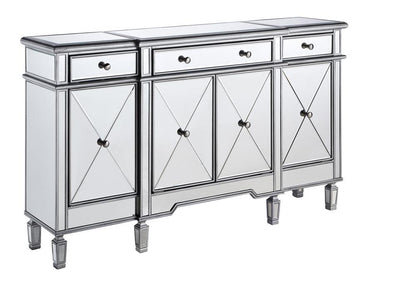 Elegant Furniture & Lighting - Contempo 3 Drawer 4 Door Cabinet 60 in. x 14 in. x 36 in. in silver Clear - MF6-1001SC veiw 3