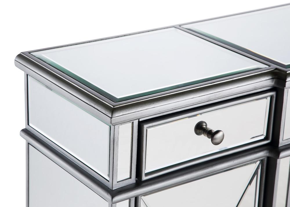 Elegant Furniture & Lighting - Contempo 3 Drawer 4 Door Cabinet 60 in. x 14 in. x 36 in. in silver Clear - MF6-1001SC veiw 5