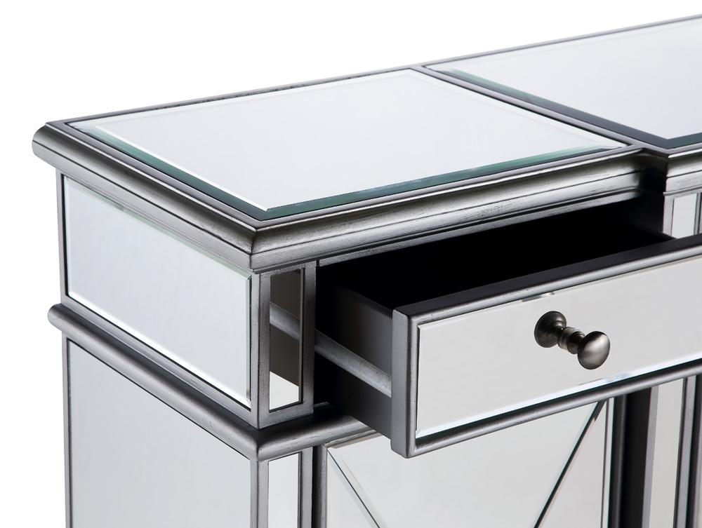 Elegant Furniture & Lighting - Contempo 3 Drawer 4 Door Cabinet 60 in. x 14 in. x 36 in. in silver Clear - MF6-1001SC veiw 6