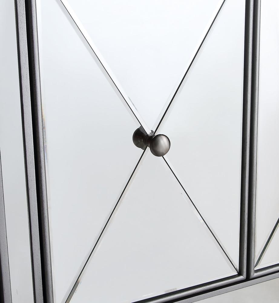Elegant Furniture & Lighting - Contempo 3 Drawer 4 Door Cabinet 60 in. x 14 in. x 36 in. in silver Clear - MF6-1001SC veiw 9