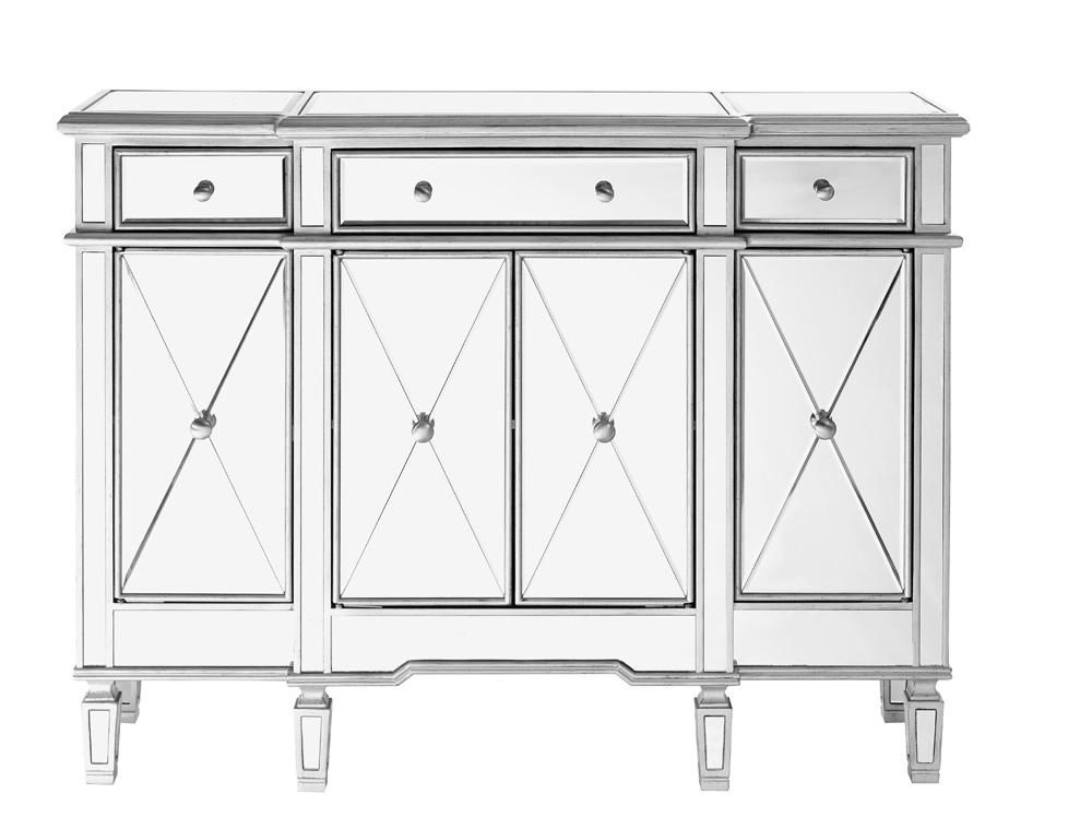 Elegant Furniture & Lighting - Contempo 3 Drawer 4 Door Cabinet 48 .In. X 14 In. X 36 In. in silver Clear - MF6-1111SC veiw 1