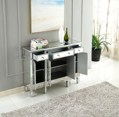 Elegant Furniture & Lighting - Contempo 3 Drawer 4 Door Cabinet 48 .In. X 14 In. X 36 In. in silver Clear - MF6-1111SC veiw 3