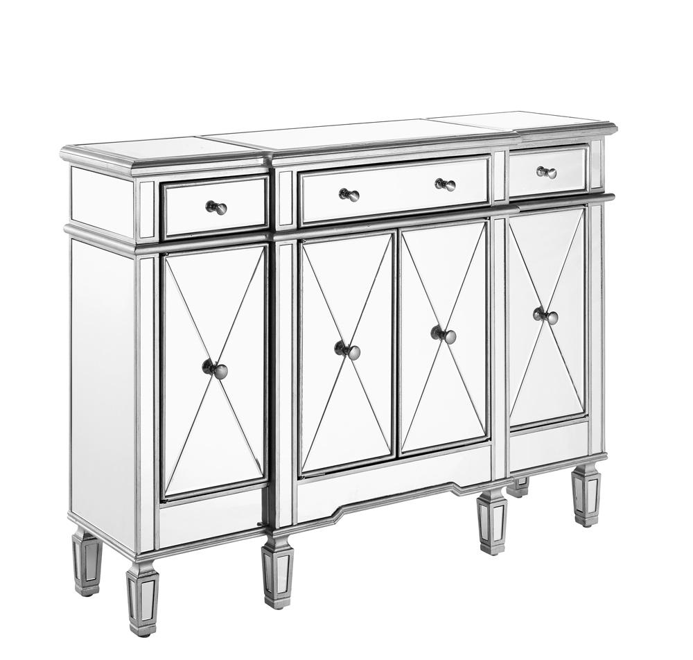 Elegant Furniture & Lighting - Contempo 3 Drawer 4 Door Cabinet 48 .In. X 14 In. X 36 In. in silver Clear - MF6-1111SC veiw 4