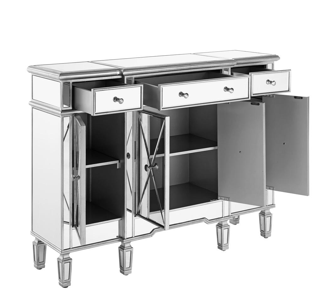 Elegant Furniture & Lighting - Contempo 3 Drawer 4 Door Cabinet 48 .In. X 14 In. X 36 In. in silver Clear - MF6-1111SC veiw 5