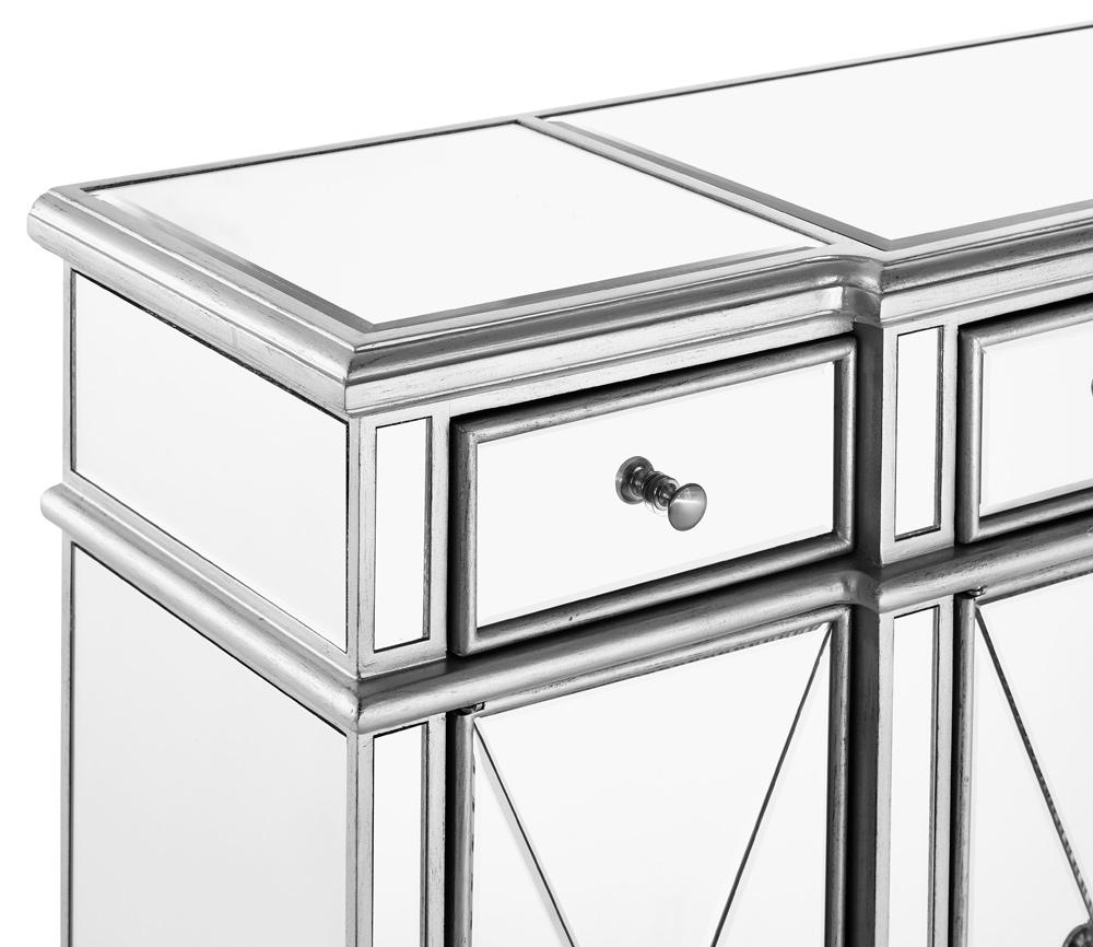 Elegant Furniture & Lighting - Contempo 3 Drawer 4 Door Cabinet 48 .In. X 14 In. X 36 In. in silver Clear - MF6-1111SC veiw 6