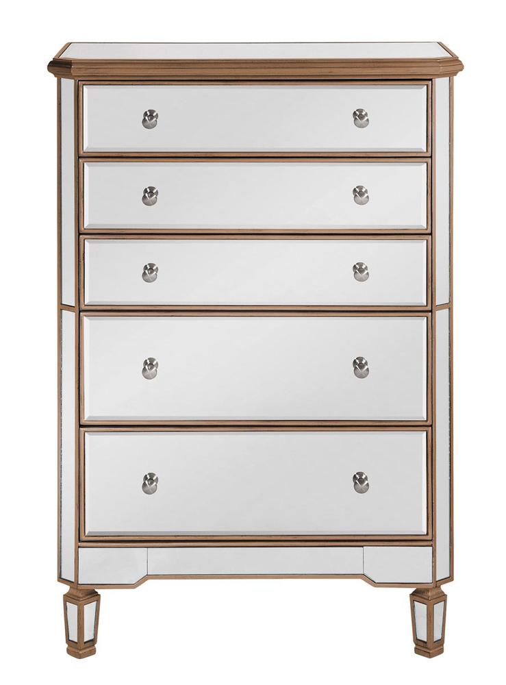 Elegant Furniture & Lighting - Contempo 5 Drawer Cabinet 33 in. x 16 in. x 49 in. in Gold paint - MF6-1126G veiw 1