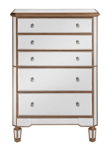 Elegant Furniture & Lighting - Contempo 5 Drawer Cabinet 33 in. x 16 in. x 49 in. in Gold paint - MF6-1126G veiw 1