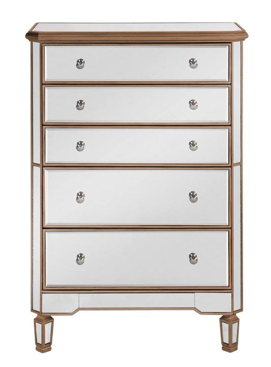 Elegant Furniture & Lighting - Contempo 5 Drawer Cabinet 33 in. x 16 in. x 49 in. in Gold paint - MF6-1126G veiw 1