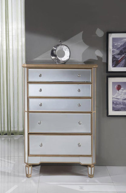 Elegant Furniture & Lighting - Contempo 5 Drawer Cabinet 33 in. x 16 in. x 49 in. in Gold paint - MF6-1126G veiw 4