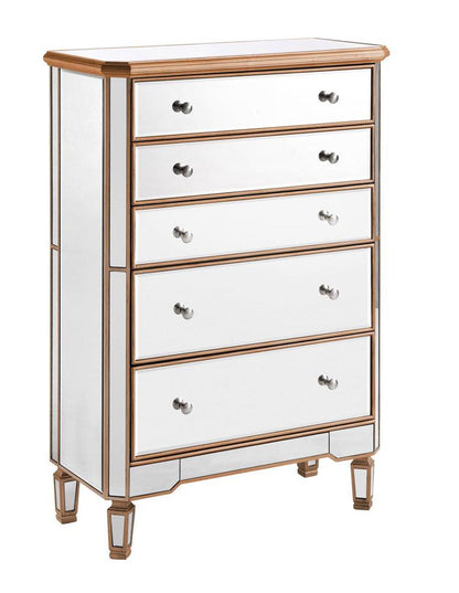 Elegant Furniture & Lighting - Contempo 5 Drawer Cabinet 33 in. x 16 in. x 49 in. in Gold paint - MF6-1126G veiw 5