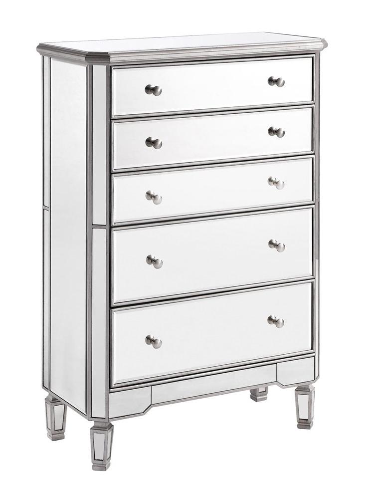 Elegant Furniture & Lighting - Contempo 5 Drawer Cabinet 33 in. x 16 in. x 49 in. in silver paint - MF6-1026S veiw 1
