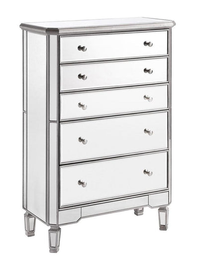 Elegant Furniture & Lighting - Contempo 5 Drawer Cabinet 33 in. x 16 in. x 49 in. in silver paint - MF6-1026S veiw 1