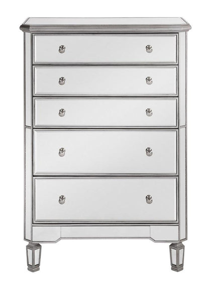 Elegant Furniture & Lighting - Contempo 5 Drawer Cabinet 33 in. x 16 in. x 49 in. in silver paint - MF6-1026S veiw 3