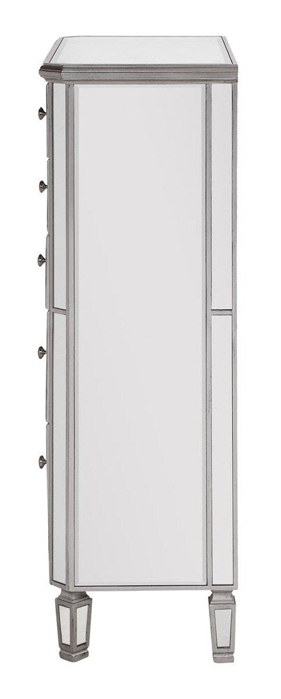 Elegant Furniture & Lighting - Contempo 5 Drawer Cabinet 33 in. x 16 in. x 49 in. in silver paint - MF6-1026S veiw 4