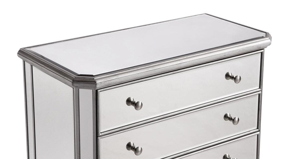 Elegant Furniture & Lighting - Contempo 5 Drawer Cabinet 33 in. x 16 in. x 49 in. in silver paint - MF6-1026S veiw 6
