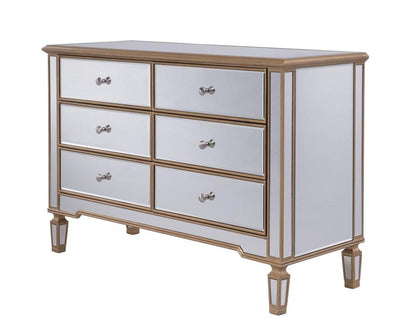 Elegant Furniture & Lighting - Contempo 6 Drawer Dresser 48 in. x 18 in. x 32 in. in Gold paint - MF6-1117G veiw 1