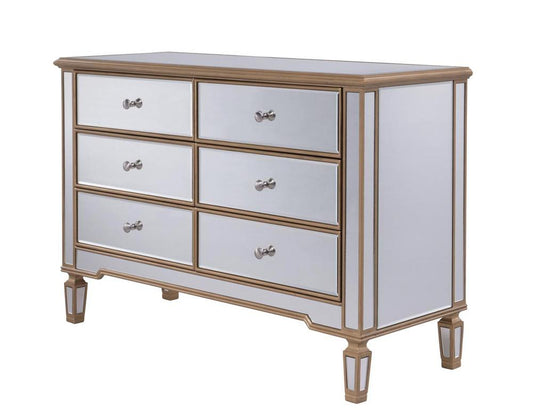 Elegant Furniture & Lighting - Contempo 6 Drawer Dresser 48 in. x 18 in. x 32 in. in Gold paint - MF6-1117G veiw 1
