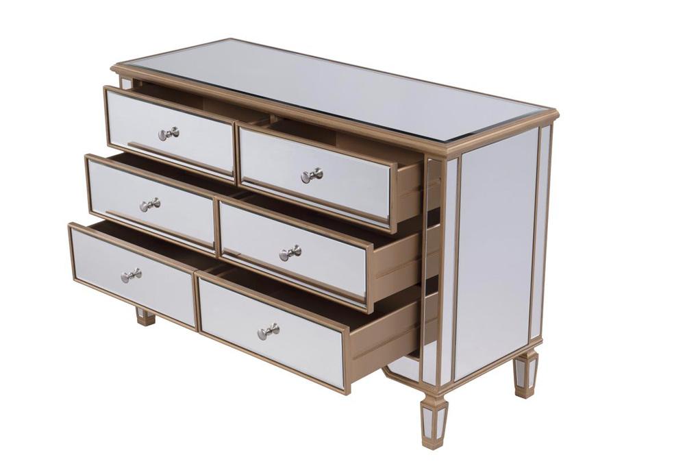 Elegant Furniture & Lighting - Contempo 6 Drawer Dresser 48 in. x 18 in. x 32 in. in Gold paint - MF6-1117G veiw 3