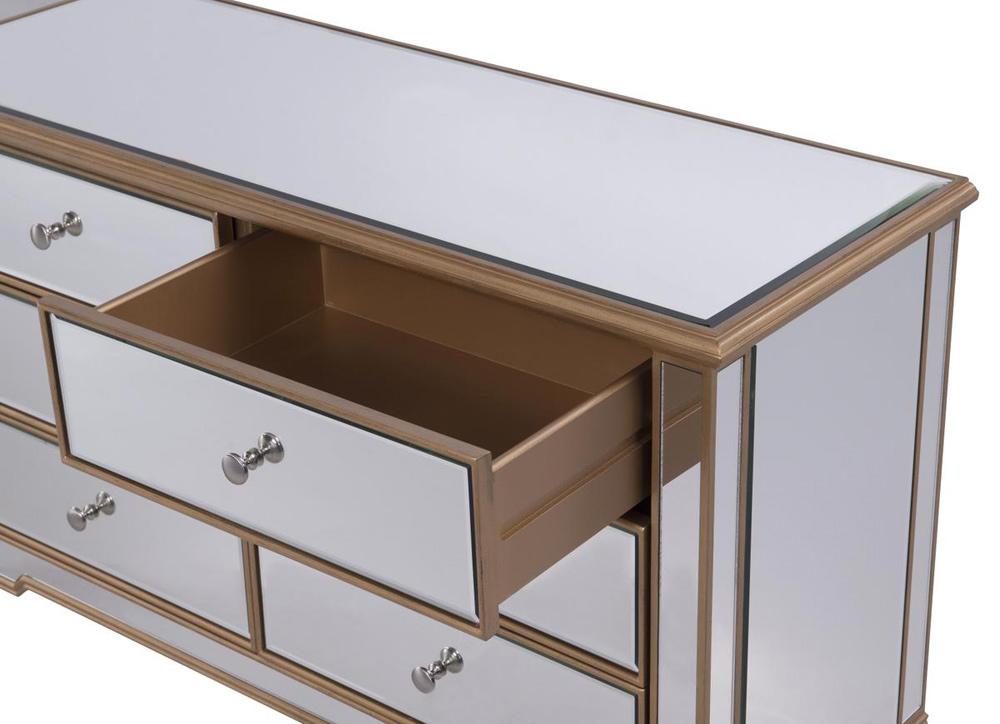 Elegant Furniture & Lighting - Contempo 6 Drawer Dresser 48 in. x 18 in. x 32 in. in Gold paint - MF6-1117G veiw 4