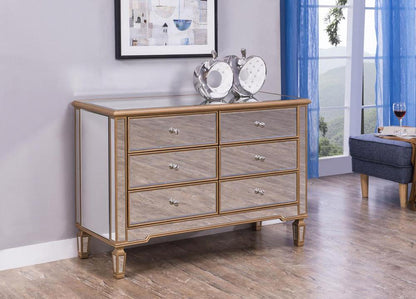 Elegant Furniture & Lighting - Contempo 6 Drawer Dresser 48 in. x 18 in. x 32 in. in Gold paint - MF6-1117G veiw 10